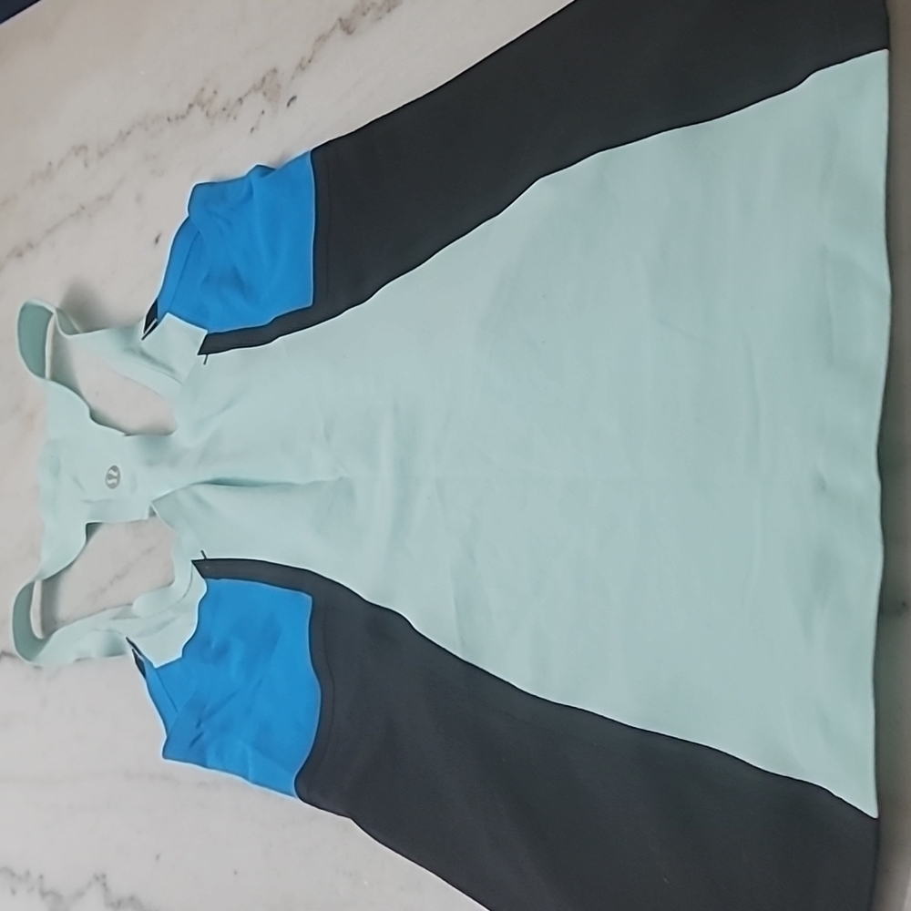 LULULEMON RacerBack Tank Top Color Block Blue Black - Picture 5 of 8